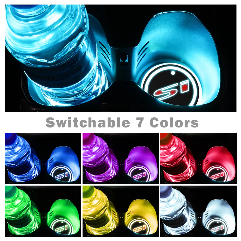 Honda Civic Mugen Si Set Car Center Console Armrest Cushion Mat Pad Cover with LED Cup Coaster Set - Image 8
