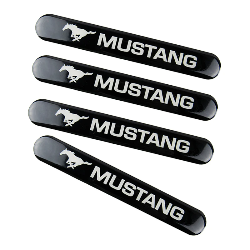 Mustang Black Car Door Rear Trunk Side Fenders Bumper Badge Scratch Guard Sticker New 4 pcs