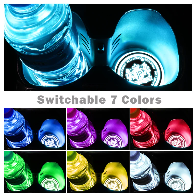 NEW 2X JUNCTION PRODUCE JP LED Light Car Cup Holder Pad Coaster Atmosphere Light - Image 4