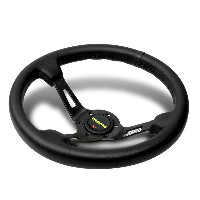 Black Line 350mm Racing Steering Wheel Microfiber Leather For YO momo hub X1 - Image 3
