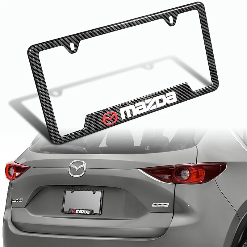 New For MAZDA Carbon Fiber Look License Plate Frame ABS X1