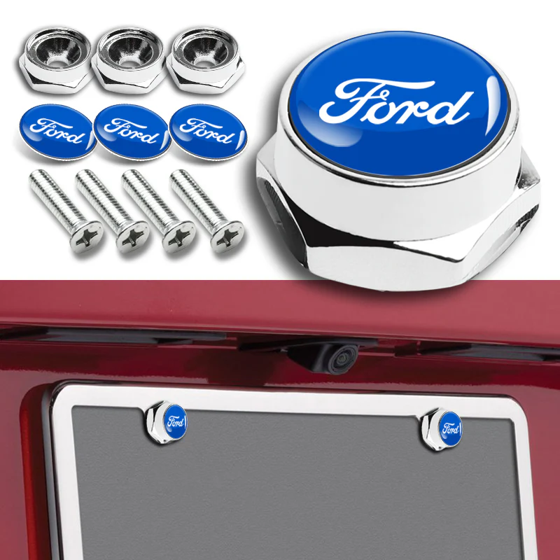 New Ford Mustang SET Stainless Steel License Plate Frame 2pcs with Caps Bolt - Image 5
