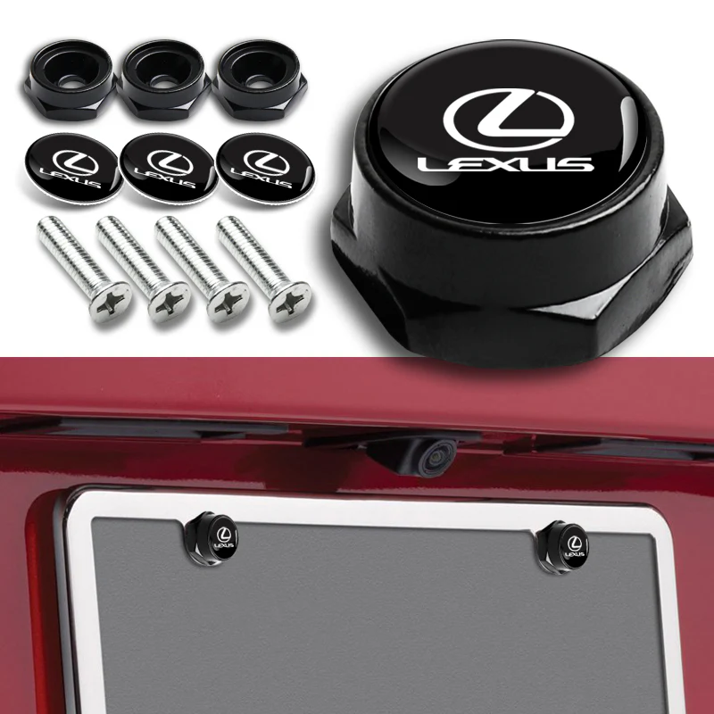 New LEXUS 2 pcs Carbon Fiber Look High Quality ABS License Plate Frames with Caps Bolt Screw Set - Image 8