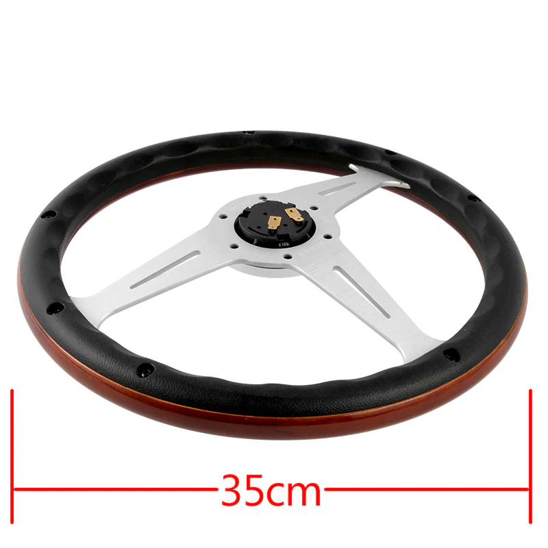 NEW NARDI CLASSIC 350MM STEERING WHEEL MAHOGANY WOOD with POLISHED SPOKE L Style - Image 2