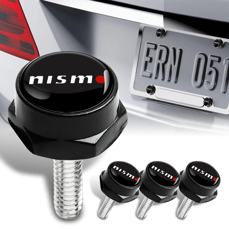 Nissan Nismo 100% Real Carbon Fiber License Plate Frame 2 pcs with Caps Bolts & Screws SET - Image 5