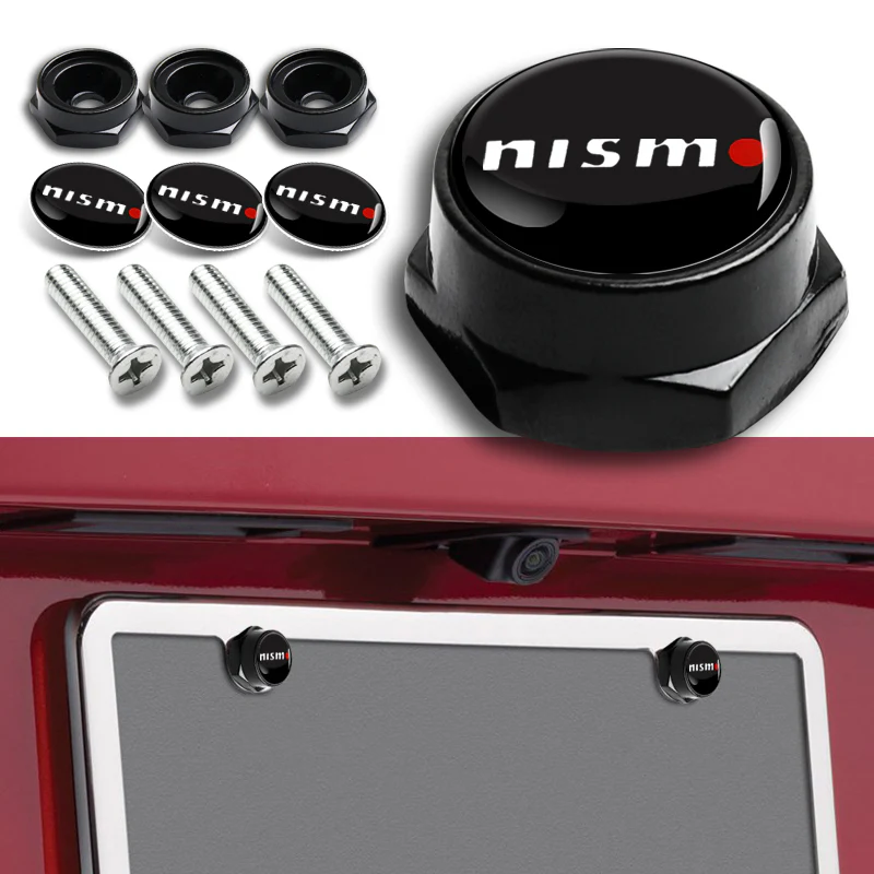 Nissan Nismo 100% Real Carbon Fiber License Plate Frame 2 pcs with Caps Bolts & Screws SET - Image 6