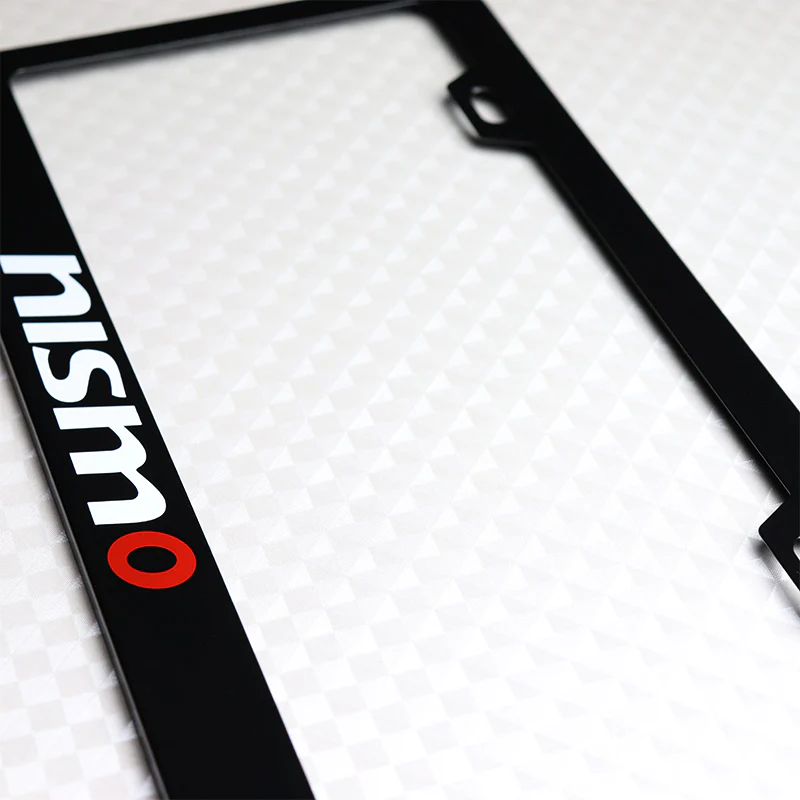 Nissan Nismo 2 pcs Black Stainless Steel License Plate Frame with Caps Bolt Screw Set - Image 6