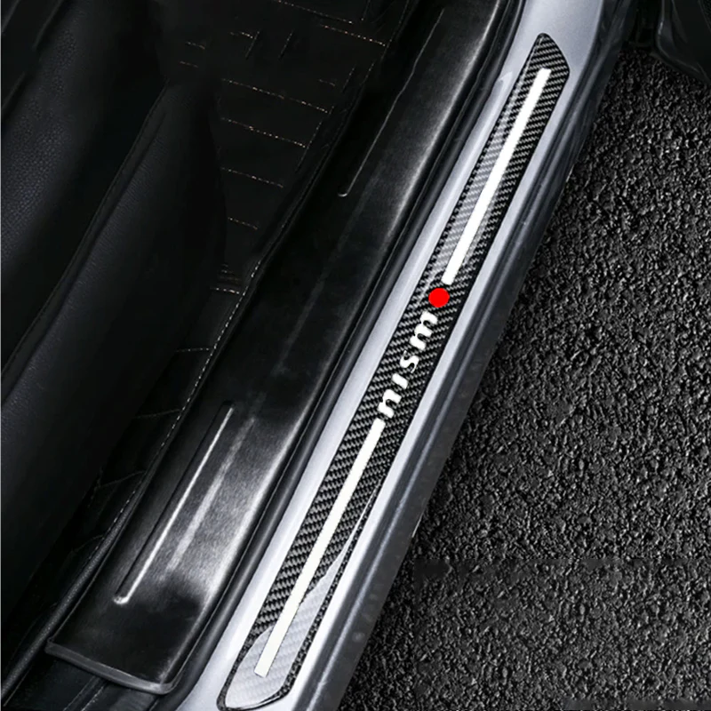 Nissan Nismo Carbon Fiber Car Door Welcome Plate Sill Scuff Cover Panel Sticker 4PC Set with LED Coaster - Image 9
