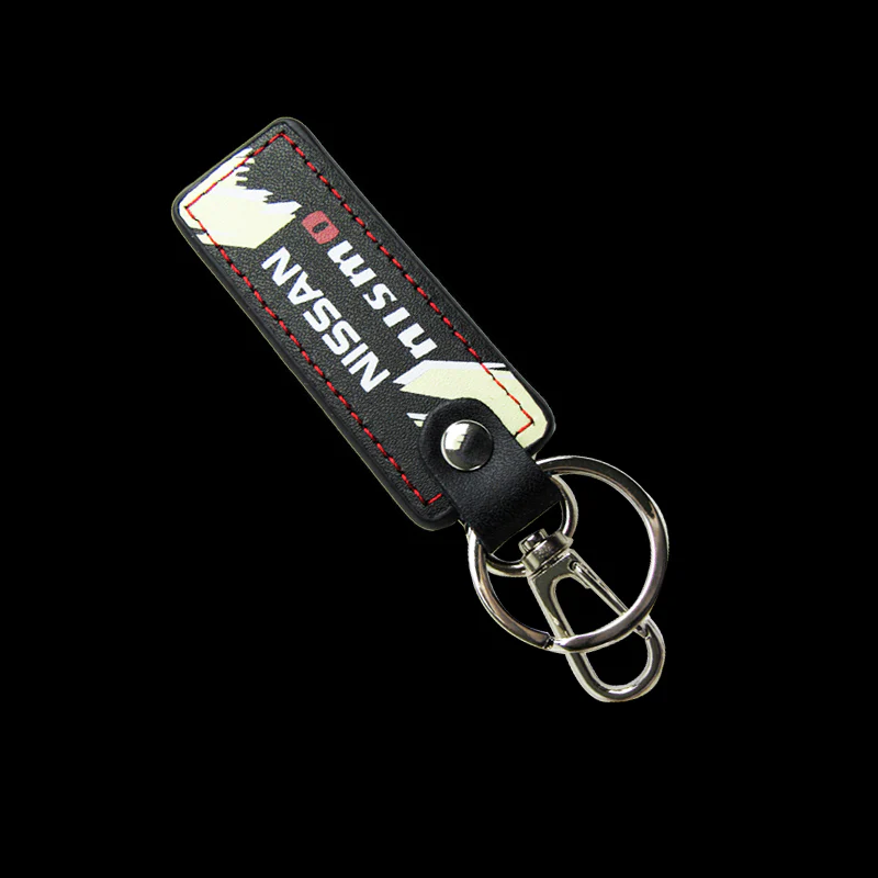 NISSAN NISMO JDM 2 pc Black Leather Rectangle Key Fob Keyring Keychain Tag Lanyard Holder Clip New - Image 6