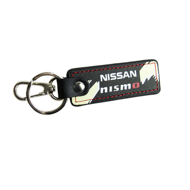 NISSAN NISMO JDM 2 pc Black Leather Rectangle Key Fob Keyring Keychain Tag Lanyard Holder Clip New - Image 7