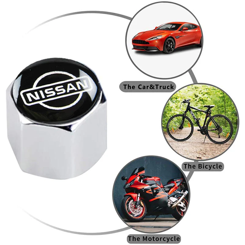 NISSAN NISMO Universal Car SUV Wheel Tire Valves Dust Stem Air Caps Keychain Emblem Silver Set - Image 4