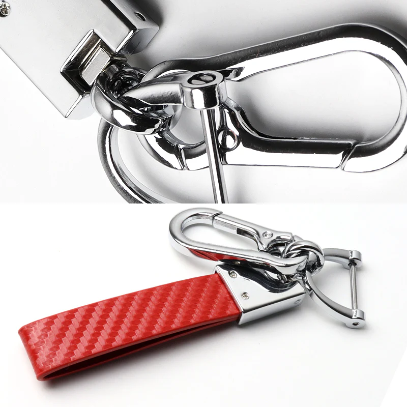 NISSAN NISMO Universal Chrome 3D Logo Carbon Fiber Look Red Leather Metal Gift Decor Quick Release Lanyard Keychain - Image 6