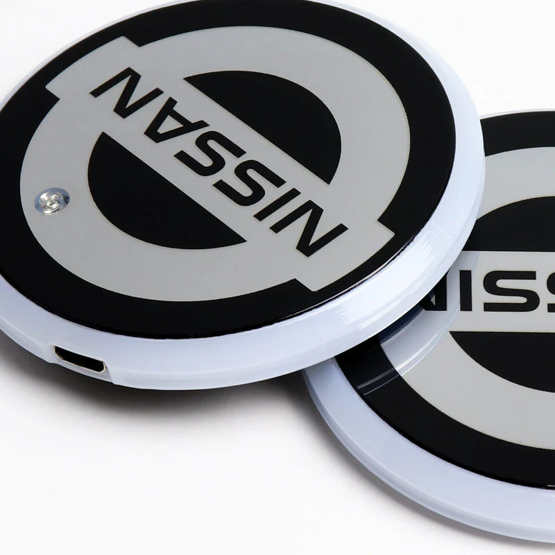 NISSAN Set 7 Color LED Cup Holder Car Button Mat Atmosphere Light 2PCS with Lanyard Key Chain - Image 4