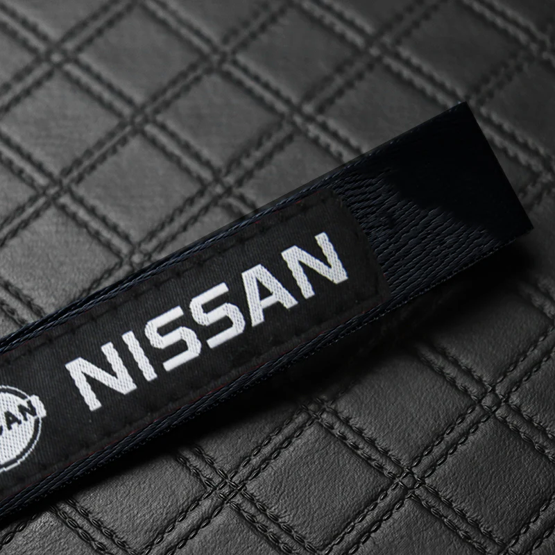 Nissan Set Black Keychain Metal Key Ring with Black Carbon Fiber Look Seat Belt Covers - Image 9