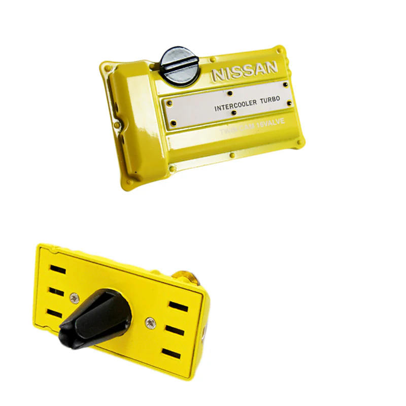 NISSAN Stainless Steel Engine Valve Cover Yellow Car Vent Clip Air Freshener Kit - Ocean Scent
