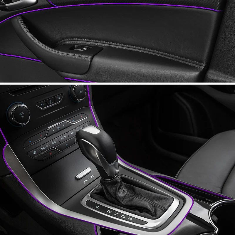 Purple 16.4 ft Interior Edge Gap Line Moulding Trim Molding Strip & Rim Protector Set Auto Car Décor - Image 7