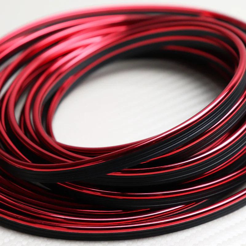 Red 32.8 ft Interior Edge Gap Line Moulding Trim Molding Strip & Rim Protector Set Auto Car Décor - Image 4