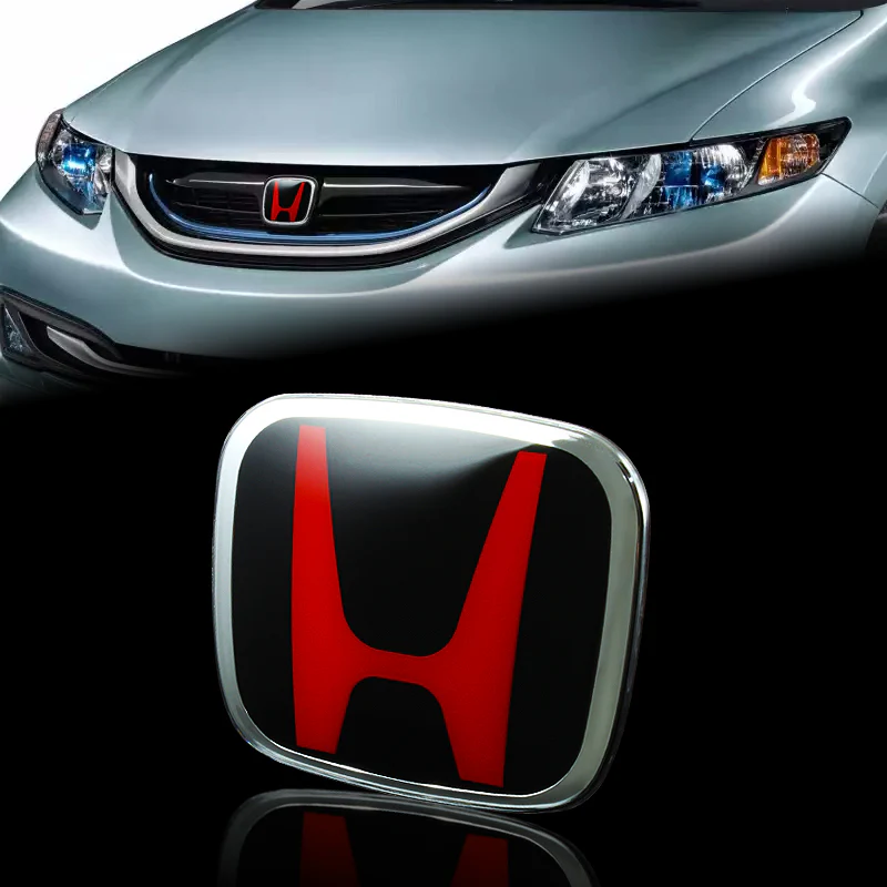 Red & Black JDM H New Emblem 2PCS Set Front & Rear For CIVIC SI COUPE 2012-2013 - Image 3