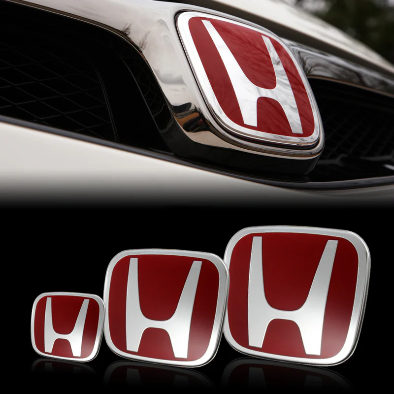 Red Front + Rear +Steeriing JDM Emblem Set For 2012-2013 CIVIC SI COUPE 2DR