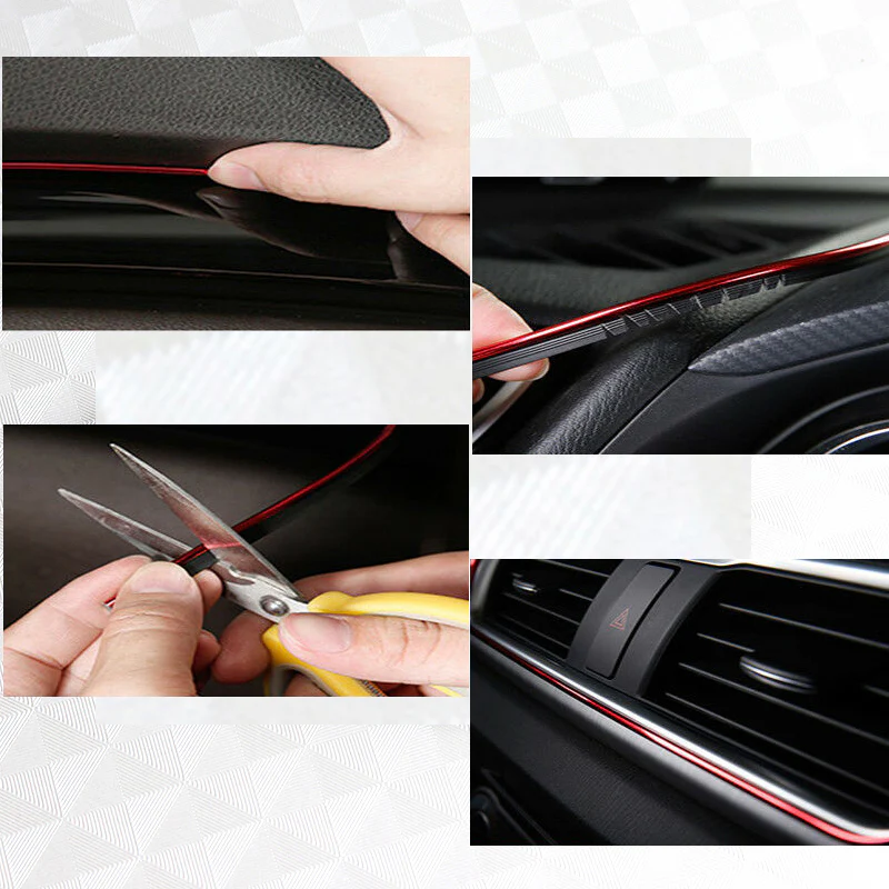 Red Interior Edge Gap Line Moulding Trim Molding Strip Auto Car Décor - 16.4 ft - Image 6