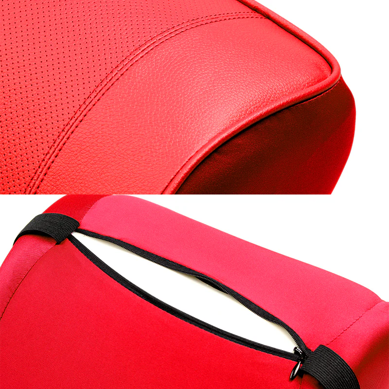 Red Leather Car Seat Memory Foam Neck Rest Cushion Pillow For TRD JDM 1PCS - Image 3