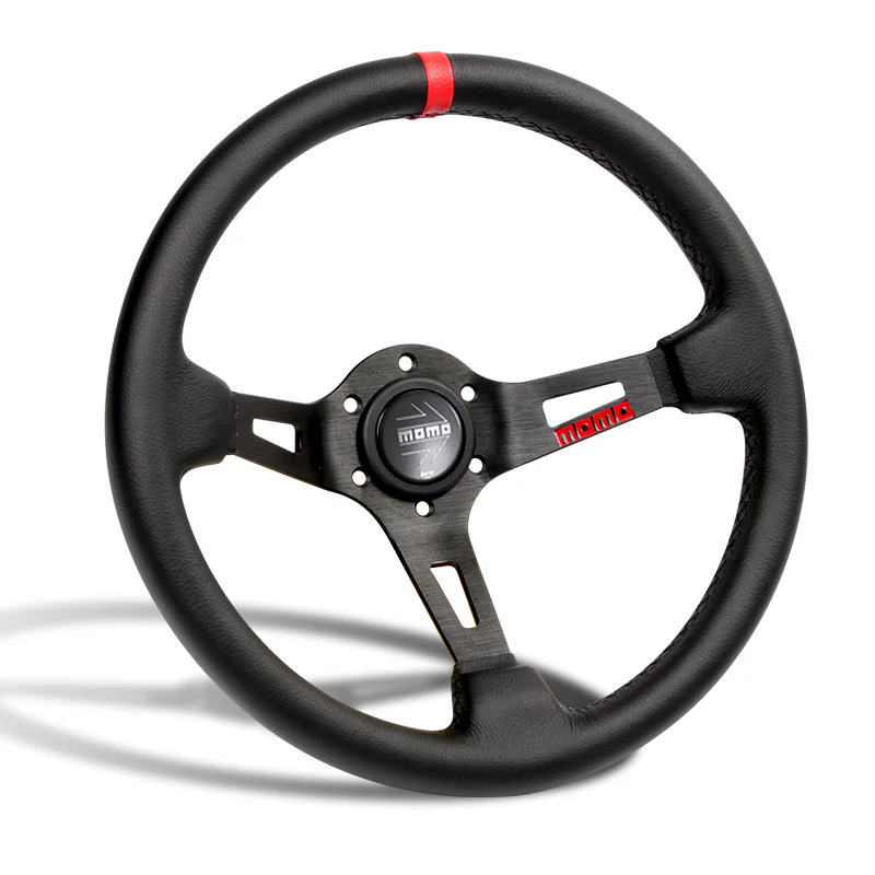 Red Line 350mm MOMO Racing Deep Dish Steering Wheel Microfiber Leather For Silver Grey momo hub