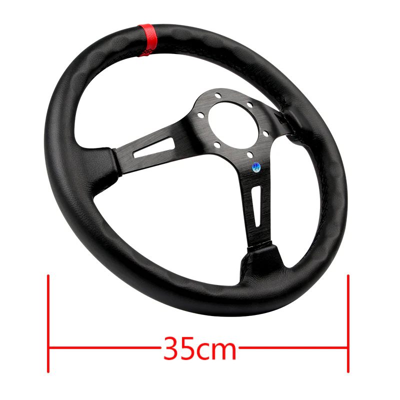Red Line 350mm MOMO Racing Deep Dish Steering Wheel Microfiber Leather For Silver Grey momo hub - Image 4