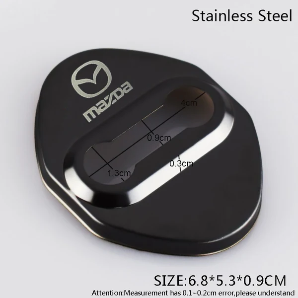 Red Mazda Stainless Steel Door Lock Door Striker Buckle Lock Protective Cover Set - 4 pcs - Image 4