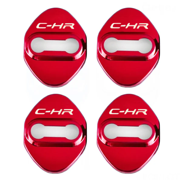 Red Toyota C-HR 2016-2019 Stainless Steel Door Lock Door Striker Protective Cover Set - 4 pcs