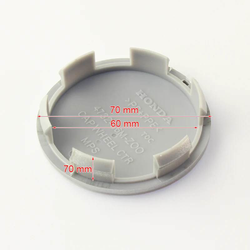 Honda Set of Four Silver and Red Wheel Center Caps (69mm) - Image 4