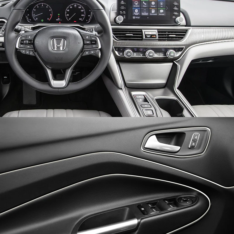 Silver 16.4 ft Interior Edge Gap Line Moulding Trim Molding Strip & Rim Protector Set Auto Car Décor - Image 5