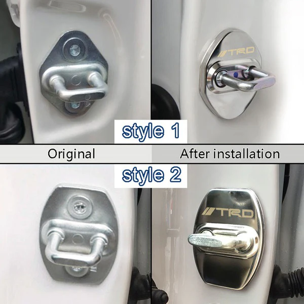 Silver Stainless Steel Door Lock Door Striker Cover Set for TRD - Image 3
