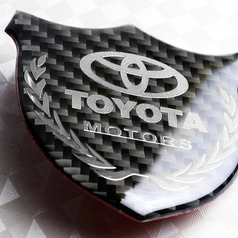 Toyota Silver 3D Carbon Fiber Emblem Sticker x2 - Image 2
