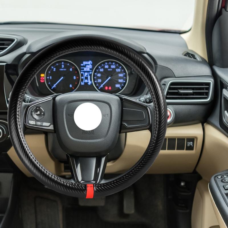 SRT Hellcat Set of Car 15" Steering Wheel Cover Carbon Fiber Style Leather DODGE with Seat Belt Covers - Image 7