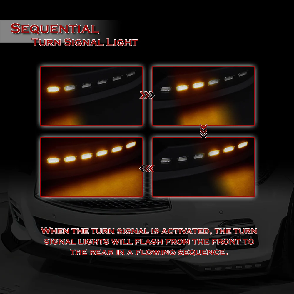 STP-Style For 2014-2017 Infiniti Q50 Luxe / Base Front Bumper Lip With LED Sequential Light -Carbon Fiber Look - Image 6