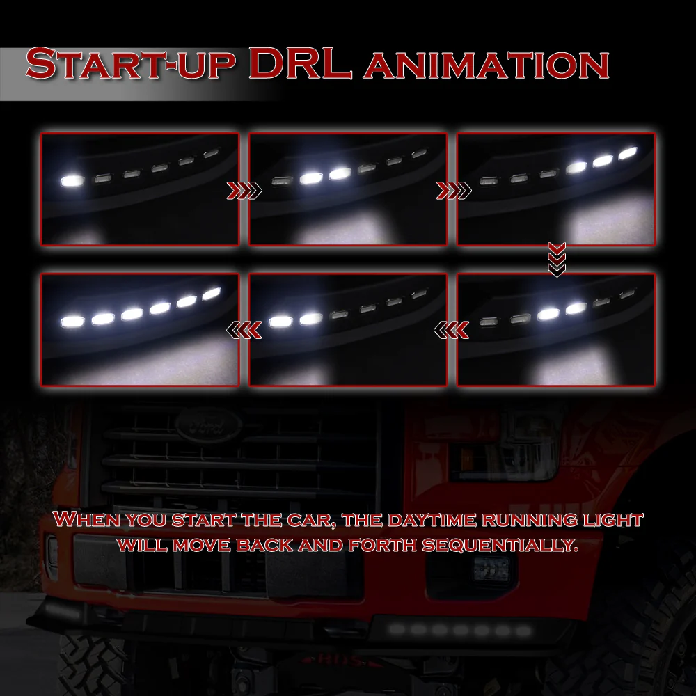 STP-Style For 2015 2016 2017 Ford F-150 Front Bumper Lip Splitter With LED Sequential Light -Unpainted Matte Black - Image 9