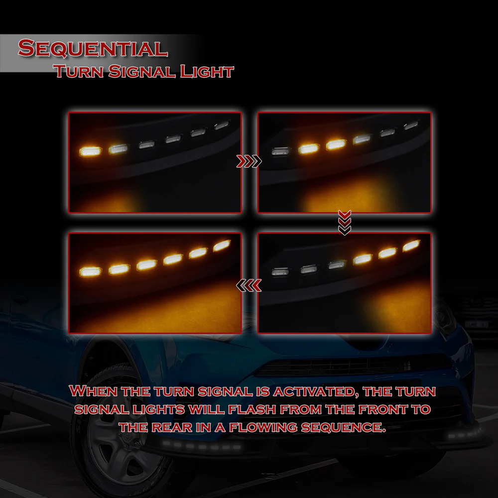 STP-Style For 2016 2017 2018 Toyota RAV4 Front Bumper Lower Lip Splitter With LED Sequential Light -Painted Black - Image 7