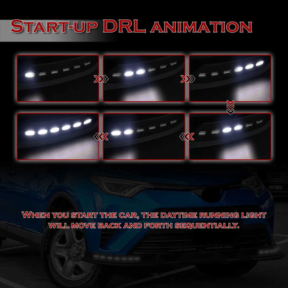 STP-Style For 2016 2017 2018 Toyota RAV4 Front Bumper Lower Lip Splitter With LED Sequential Light -Painted Black - Image 9