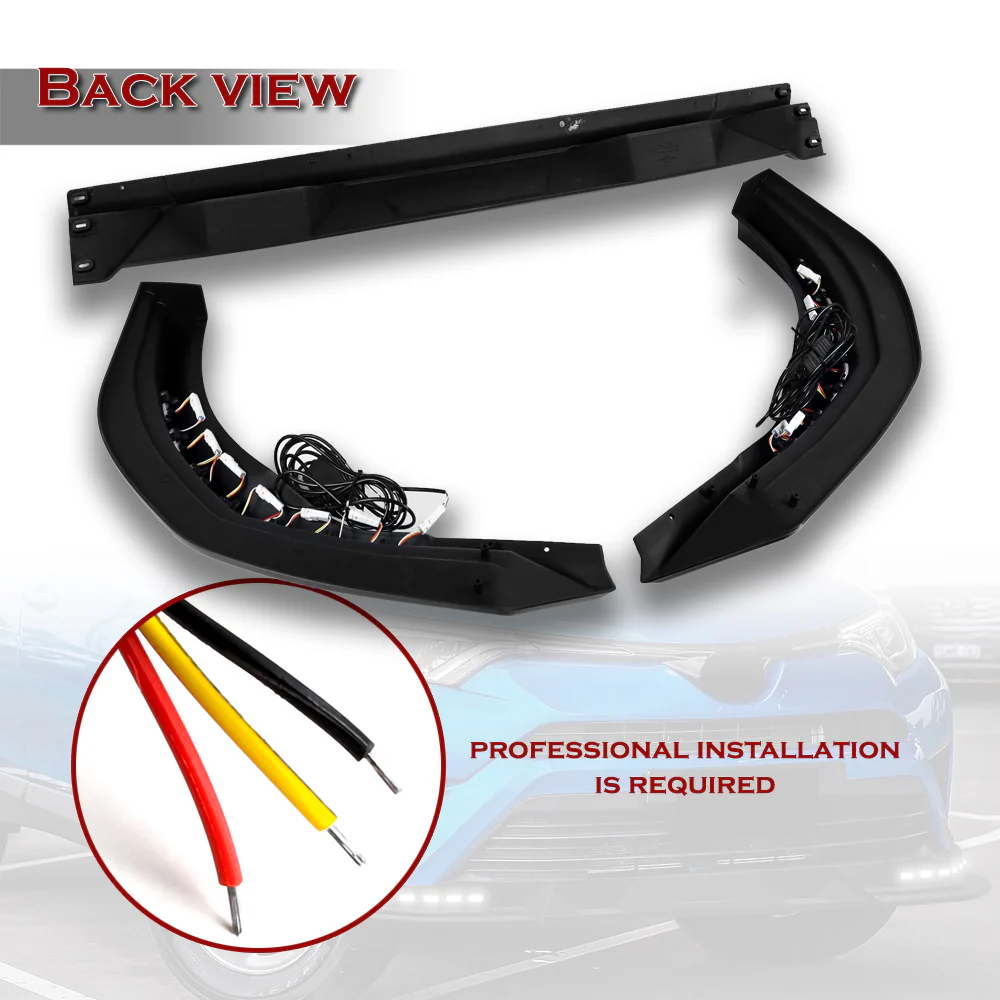 STP-Style For 2016 2017 2018 Toyota RAV4 Front Bumper Lower Lip Splitter With LED Sequential Light -Unpainted Matte Black - Image 6