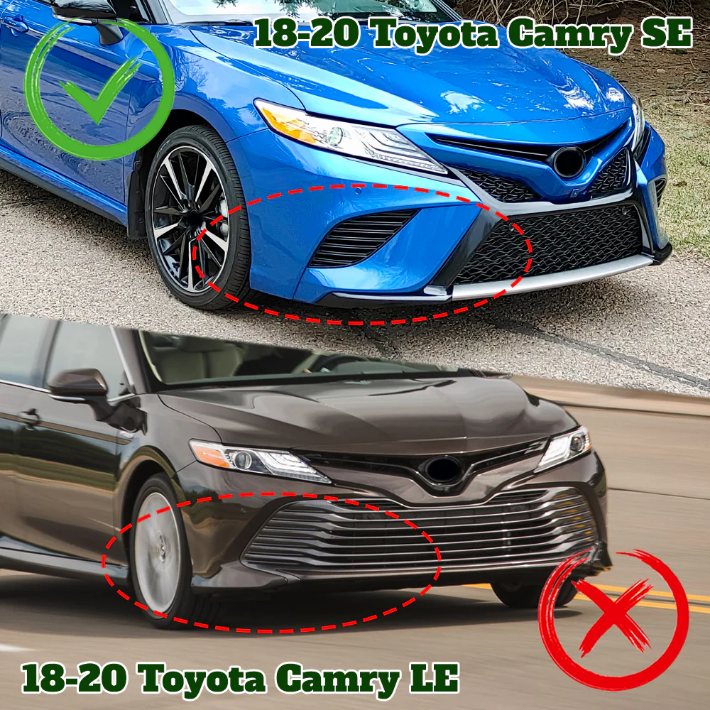 STP-Style For 2018-2020 Toyota Camry SE / XSE Front Bumper Lip -Painted Black - Image 10