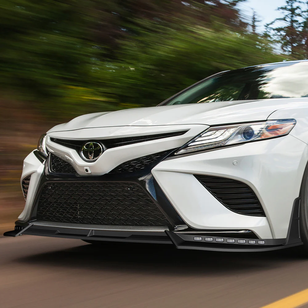 STP-Style For 2018-2020 Toyota Camry SE / XSE Front Bumper Lip With LED Sequential Light -Unpainted Matte Black - Image 11