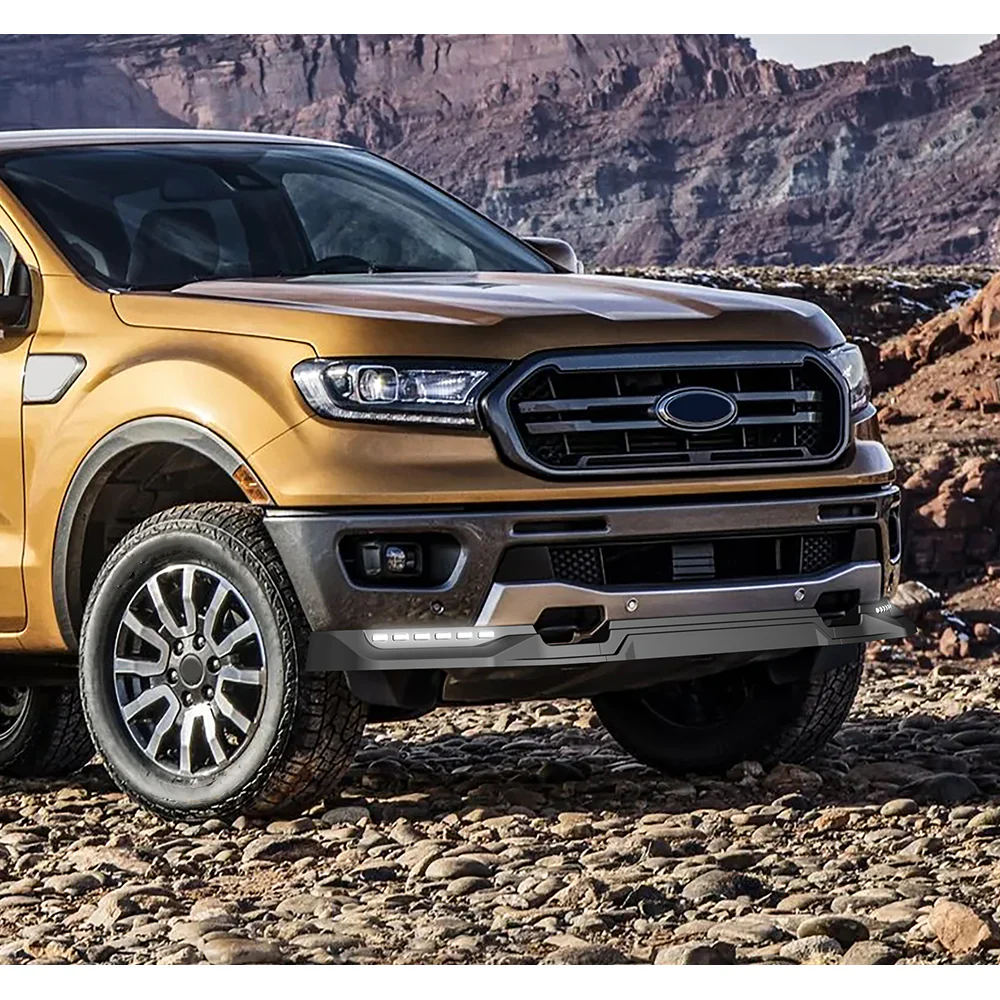 STP-Style For 2019-2023 Ford Ranger Front Bumper Lip Splitter With LED Sequential Light -Unpainted Matte Black - Image 15