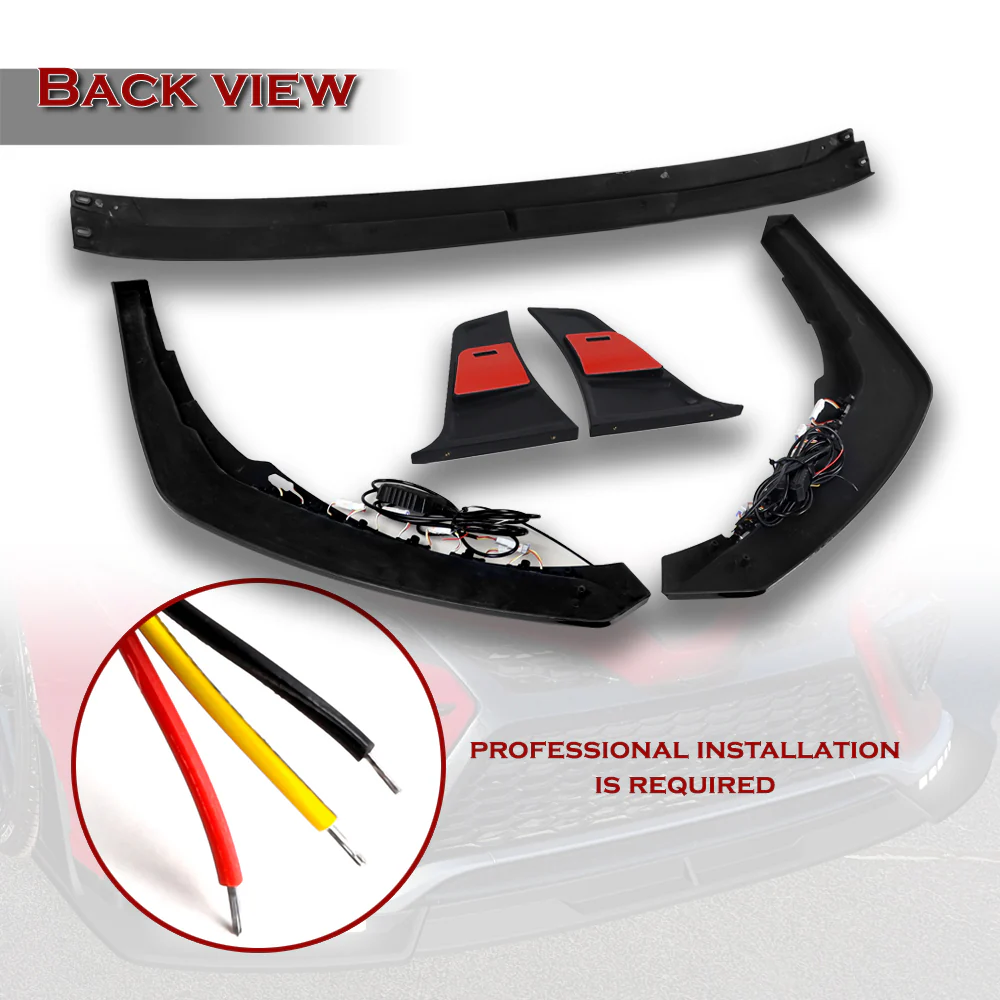 STP-Style For 2021 2022 2023 2024 Toyota Camry SE XSE Front Bumper Lower Lip Splitter With LED Sequential Light -Carbon Fiber Look - Image 7