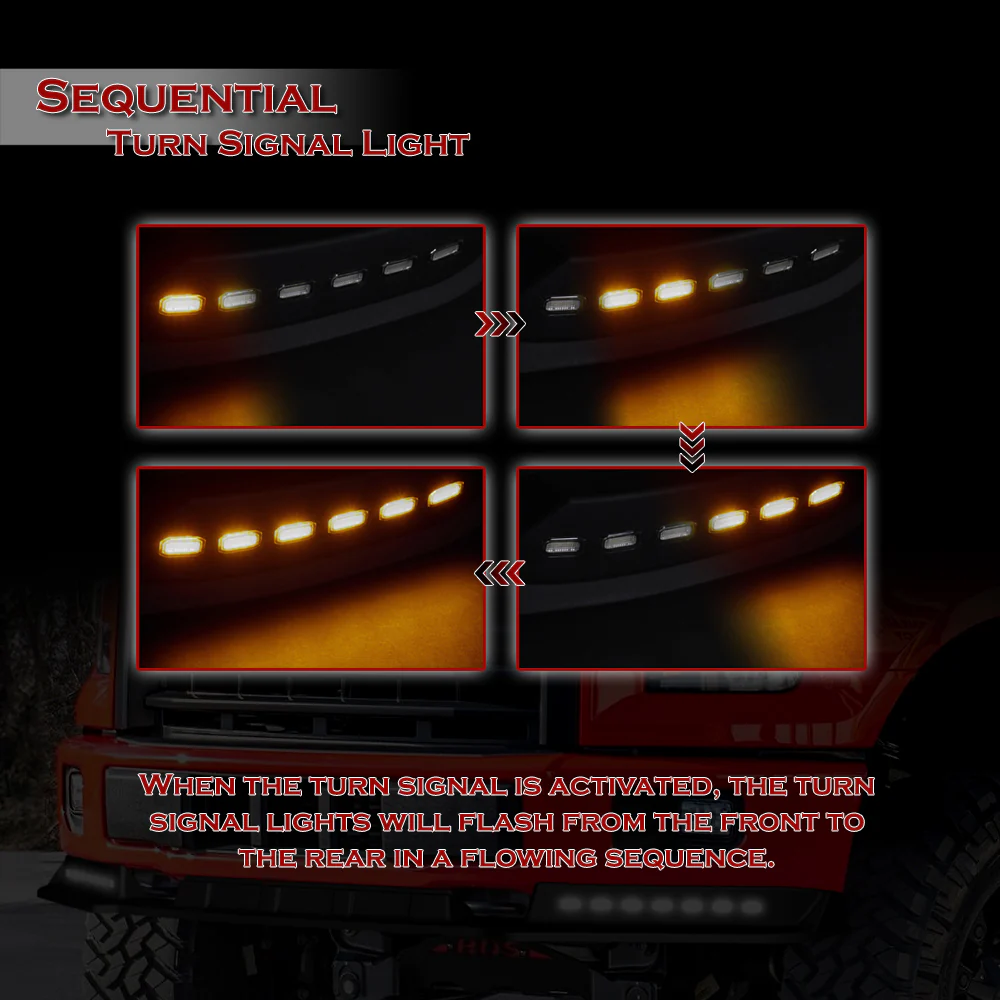 STP-Style For 2025 2026 2027 Ford Maverick XL Pickup Front Bumper Lower Lip Splitter With LED Sequential Light -Unpainted Matte Black - Image 8