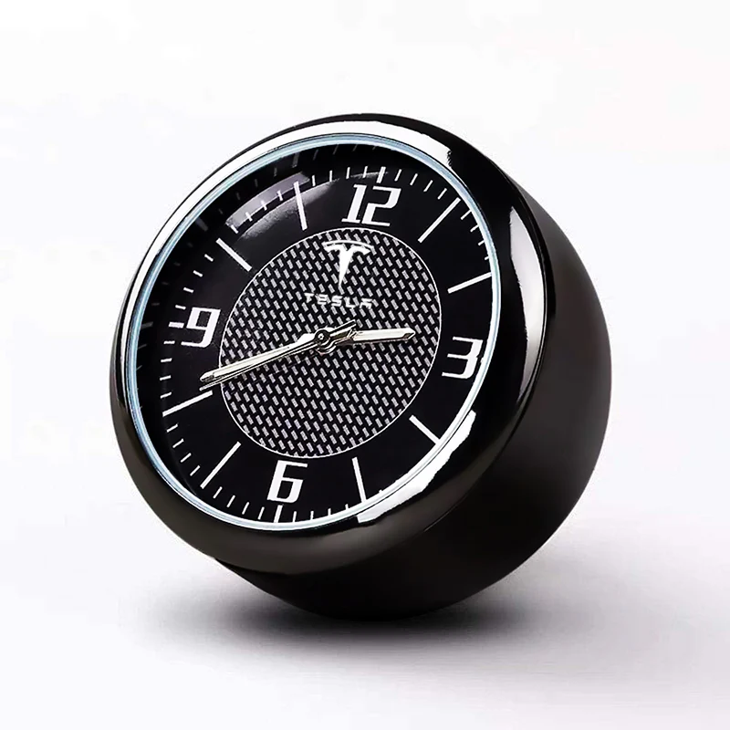 TESLA Set of Car 15" Steering Wheel Cover Carbon Fiber Look Leather with Exquisite Clock - Image 3