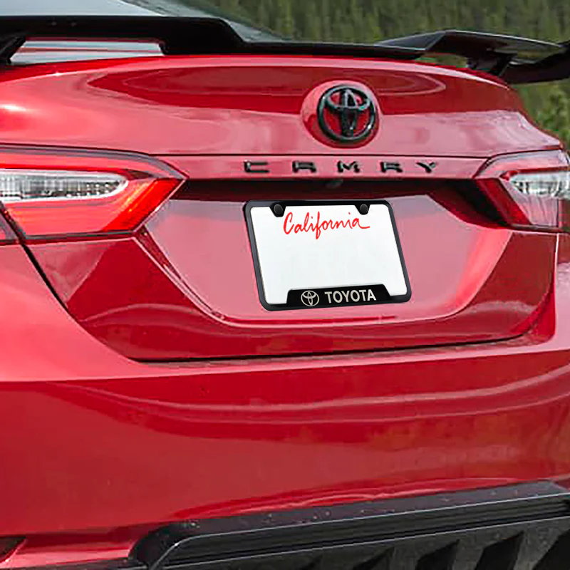 Toyota Black Stainless Steel Laser Etched License Plate Frame - GF.TOY.EB