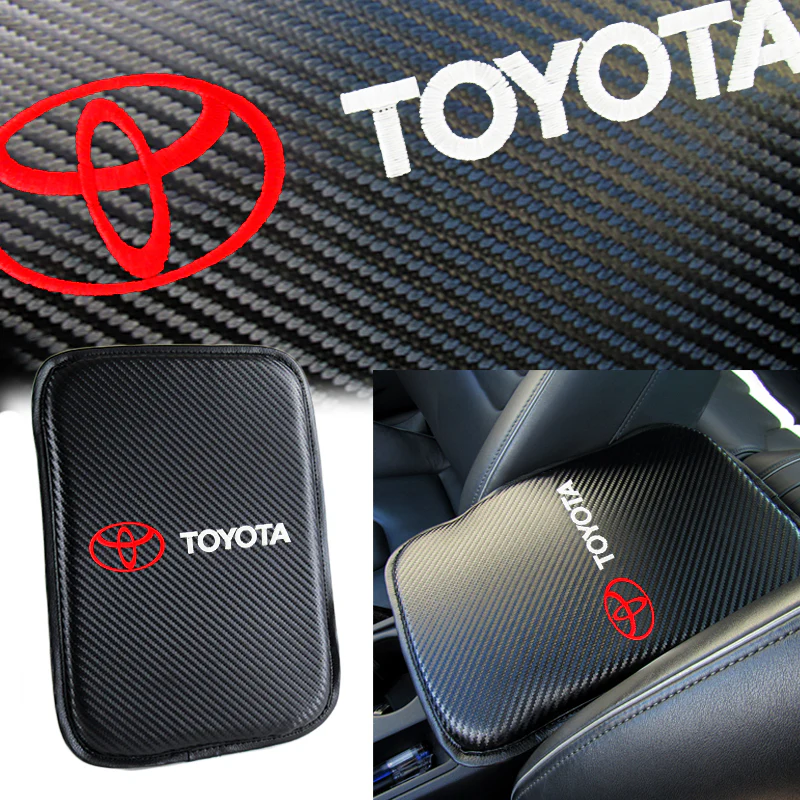 Toyota Carbon Fiber Look Embroidered Armrest Cushion