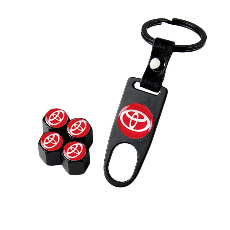 Toyota Set LOGO Emblems with Black Wheel Tire Valves Air Caps Keychain - US SELLER - Image 3