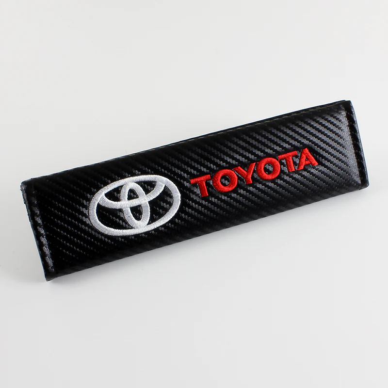 TOYOTA Set of Car 15" Steering Wheel Cover Carbon Fiber Style Leather with Seat Belt Covers - Image 10