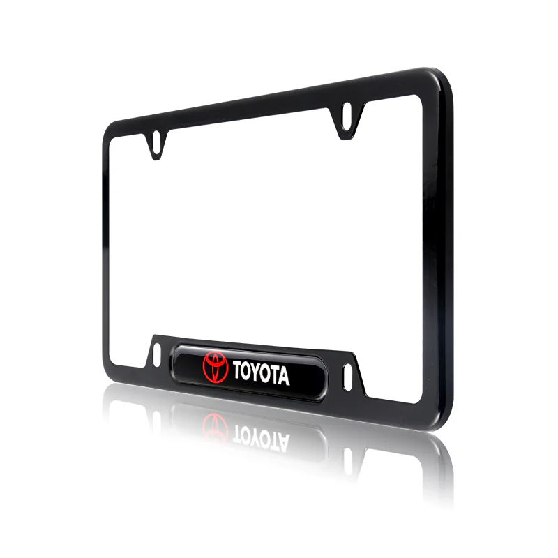 TOYOTA Stainless Steel License Plate Frame 2pcs with Caps Bolt Brand New Black SET - Image 9